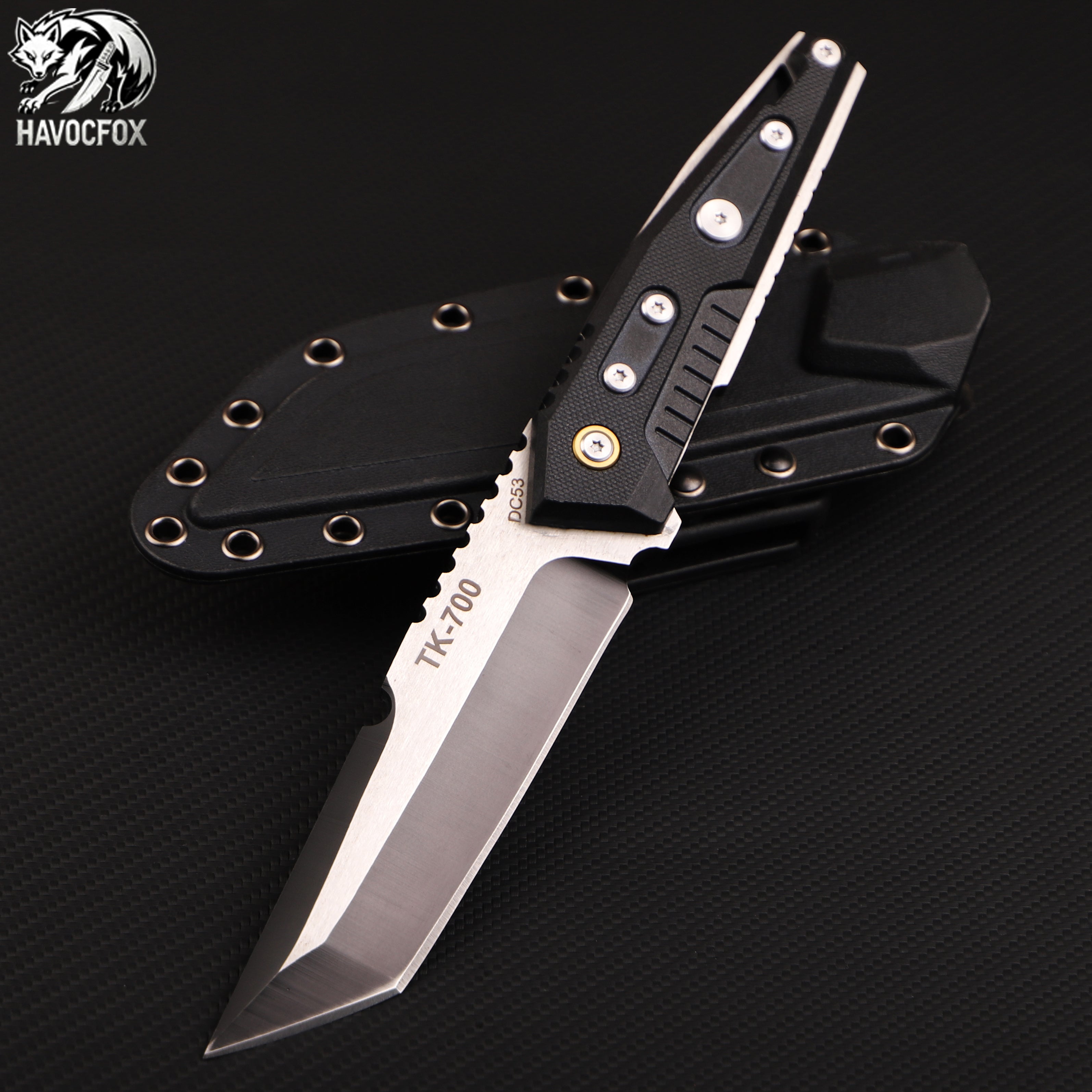 Black Tanto Tactical Fixed Blade Knife
