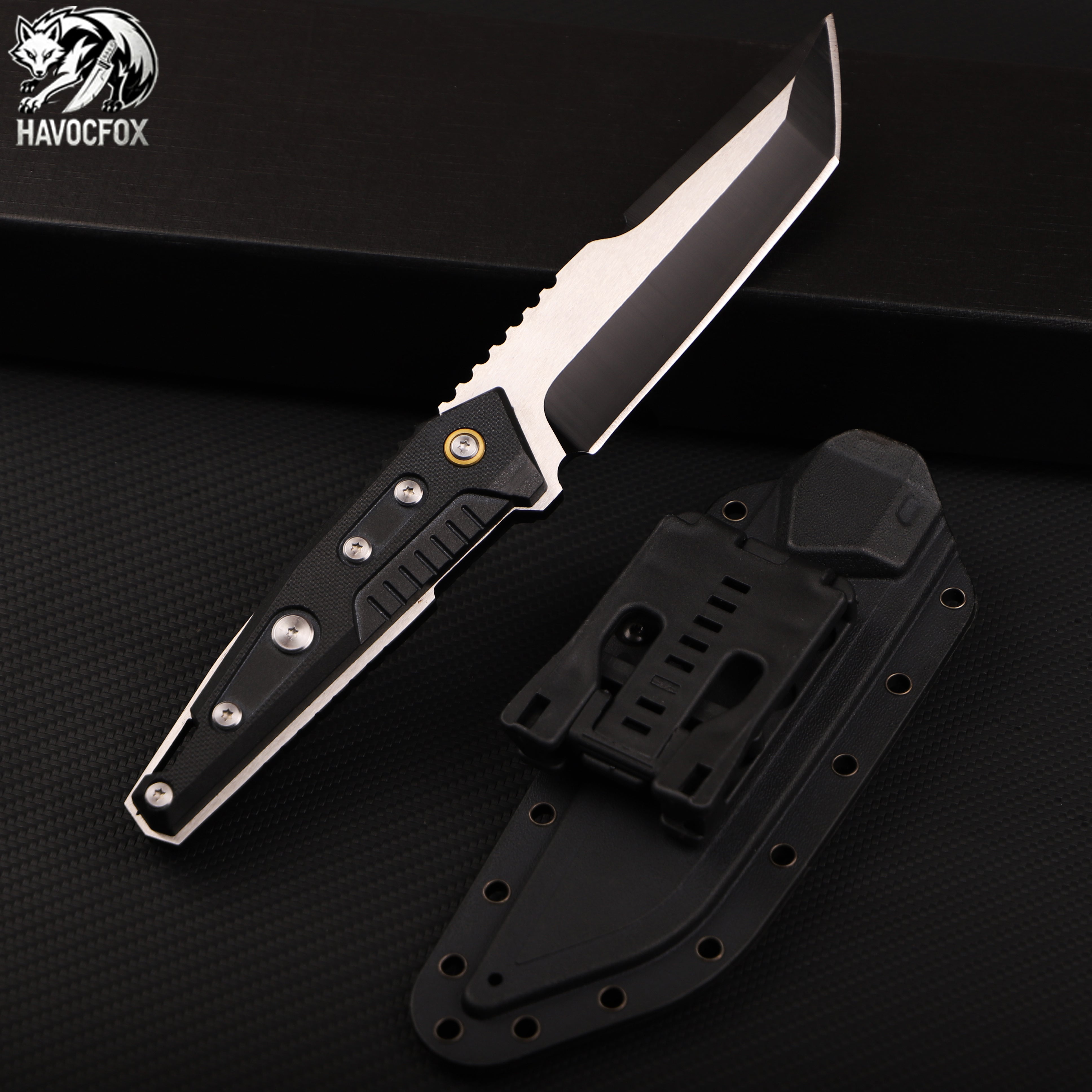 Black Tanto Tactical Fixed Blade Knife