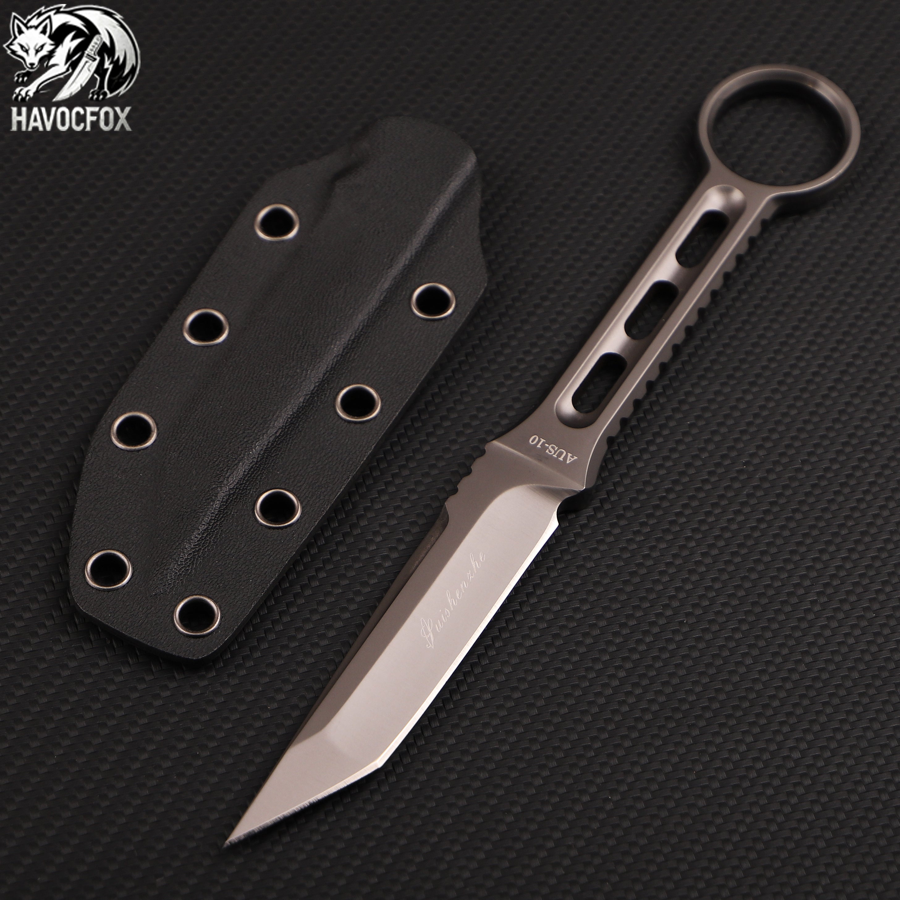 Keleixi T-RAY (T-Ray) Integrated Ring Handle Straight Knife